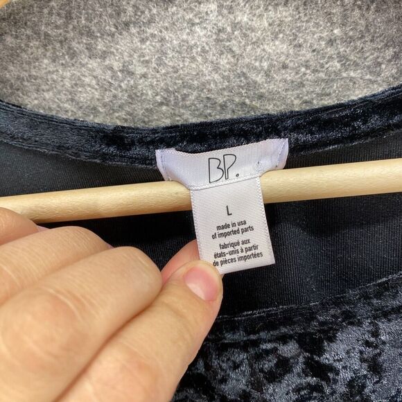 BP. Blouse Women L Large Black Sleeveless Wide Strap Round Neck Velvet Casual - Picture 5 of 9